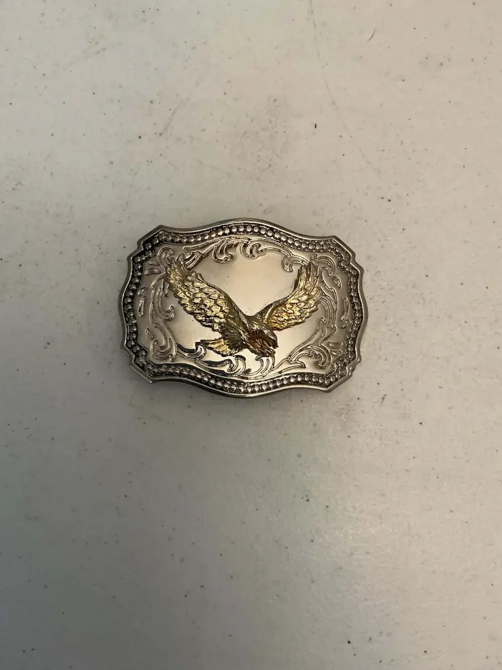 Vintage Two-Tone American Bald Eagle Western Belt Buckle Made in USA